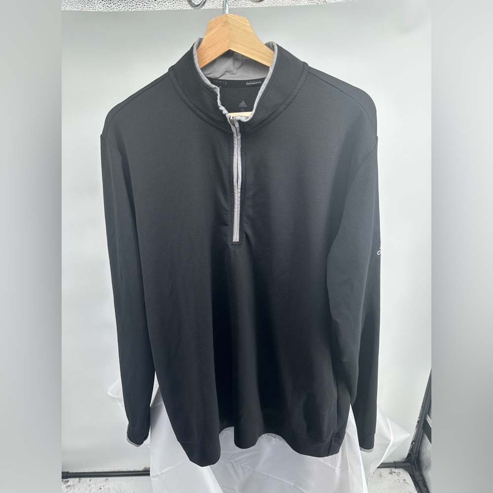 Adidas black and gray quarter zip sweater